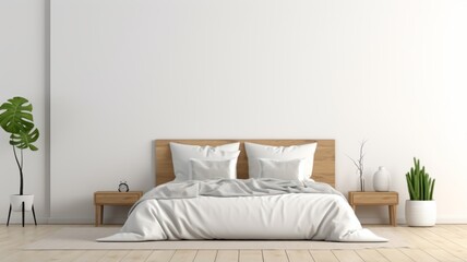  Cozy Modern bedroom with Stylish Decor and Bed , wall Art , Poster , Interior Design , close up , illustration , bedroom