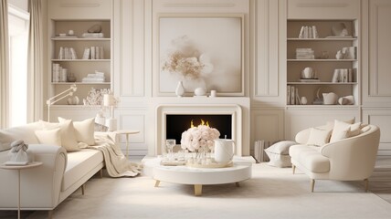 Fototapeta na wymiar Modern Living Room Interior with Elegant Furniture and Decor. 