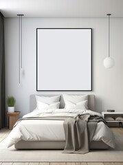 Luxury Home Interiors with Stylish bed and Mockup Picture Frames , mock up poster frame ,Wall art mockup.