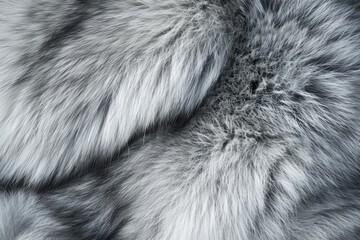 Silver Fox Fur Close-Up: Real Texture and Pattern of Wild Animal's Coat
