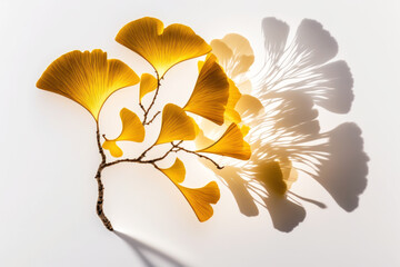 Beautiful floral laconic composition with a realistic twig and leaves - obrazy, fototapety, plakaty