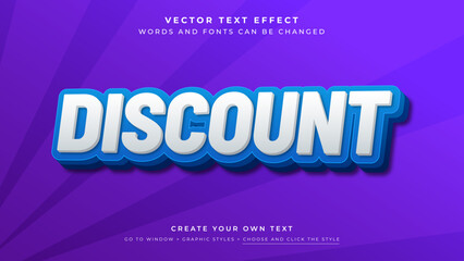 Obraz premium Vector Editable 3D white blue text effect. Discount promotion sale graphic style on blue background