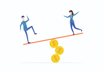 Financial and business risk, stability or balance of economics and investment or risk for losing job concept. Flat modern vector illustration.