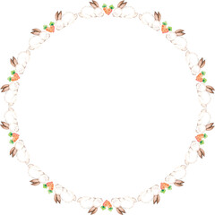 Easter wreath frame illustration on transparent background.