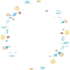 Easter wreath frame illustration on transparent background.