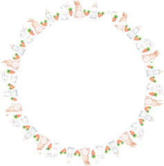 Fototapeta premium Easter wreath frame illustration on transparent background.