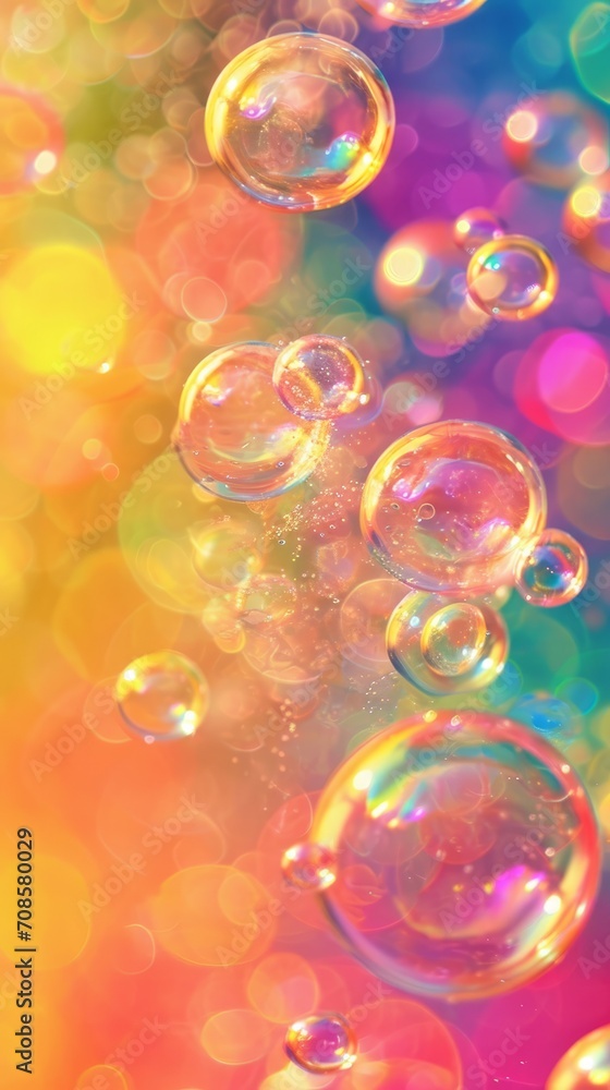 Poster Floating Bubbles in the Air, A Mesmerizing Display of Delicate Spheres