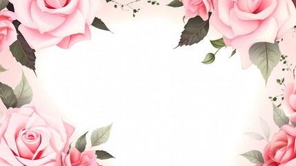 Pink rose flower composition background, decorative flower background pattern, floral border background