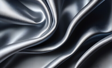 Abstract background luxury cloth or liquid wave or wavy folds of grunge silver silk texture satin velvet material or luxurious background or elegant wallpaper design. Generative AI