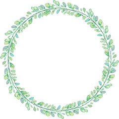 Leaves wreath illustration on transparent background.
