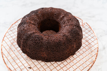 Fototapeta na wymiar From Pan to Rack - Perfect Chocolate Bundt Cake
