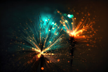 A group of fabulous golden and blue sparks with small flying particles