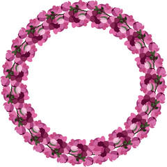 Beautiful flower wreath illustration on transparent background.
