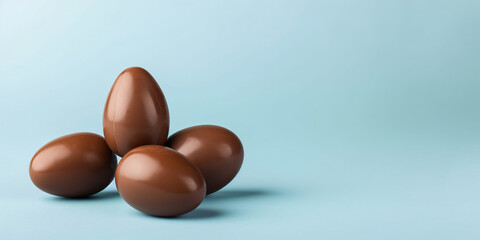 easter eggs on a pastel blue background	

