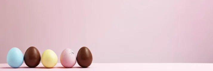 Fotobehang easter eggs on a pink background  © RemsH