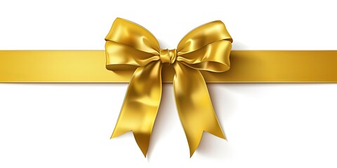 Gold gift bow with ribbon on a white background,wallpaper.