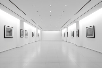 Fototapeta premium Modern minimalist interior of the exhibition art gallery. An empty large room