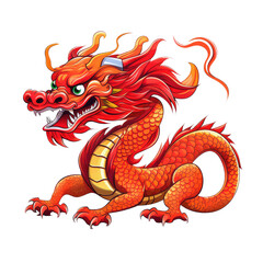 stunning chinese new year dragon art, isolated on transparent background. cultural mascot illustration in bright colors for greetings and education materials