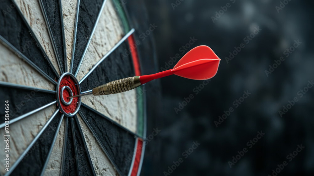 Aufkleber successful bullseye, red dart hits center target with precision and accuracy