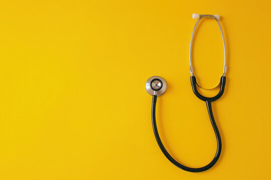 estetoscopio m&eacute;dico sobre soporte naranja