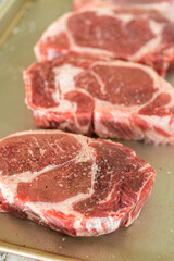 Seasoned Rib Eye Steak Ready for Grilling