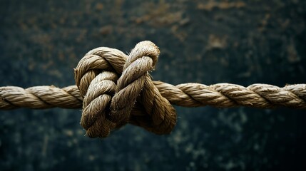 Fototapeta premium Close-Up of Rope With Knot - Detailed Illustration of a Tied Rope Knot