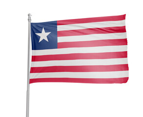 Liberia national flag on white background.