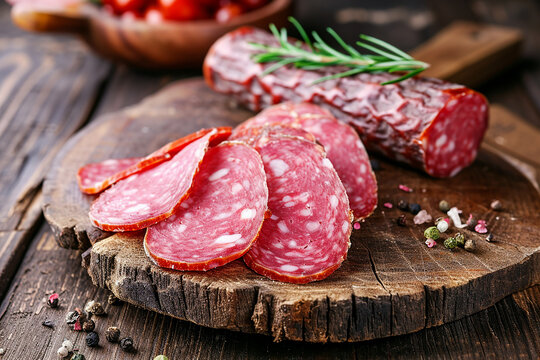A picture of dried salami, top view