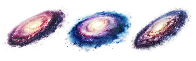 Fototapeta premium Set of galaxy isolated on transparent background.