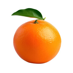 Orange with leaf isolated on transparent background