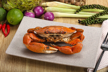 Delicous luxury steamed red crab