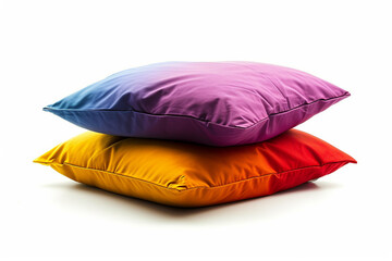  Tow colorful pillow , white background , isolated