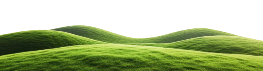 Fotobehang Panoramic green hills isolated on transparent background. © comicsans