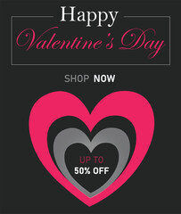 Valentines sale vector banner template valentines day store discount promotion with white space for text and hearts 10