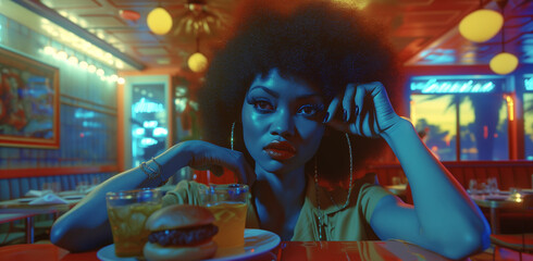 Fototapeta premium African American model in a restaurant