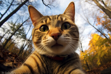 Obraz premium a cat takes a selfie, a cute cat