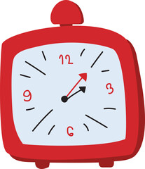 Hand drawn clock illustration on transparent background.
