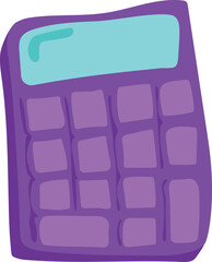 Cartoon calculator illustration on transparent background.
