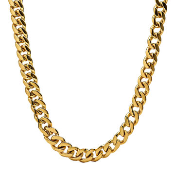 Gold chain necklace isolated on transparent background