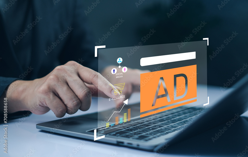 Poster artificial intelligence ai analysis advertising e-commerc digital marketing technology network world