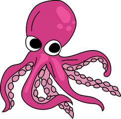 Hand drawn squid illustration on transparent background.
