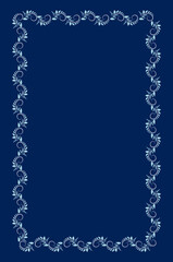 Rectangle border frame design concept of floral art isolated on blue background - vector illustration