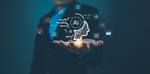 Artificial Intelligence AI analysis advertising e-commerc Digital marketing technology network worldwide communication golbal internet data financial shopping..inves online sales paymen for banking