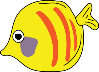 Hand drawn fish illustration on transparent background.
