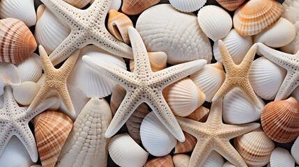 Starfish and seashells collection, can be used as a background
