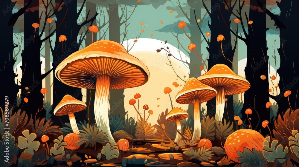 Canvas Prints mushrooms in the forest