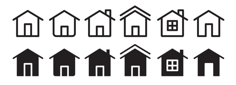 home page button vector symbol. residential house shape sign. website main homepage symbol.