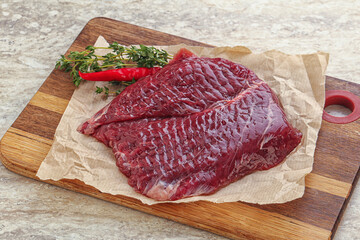 Raw beef machete steak for grill