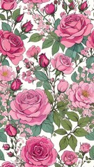 pattern with roses, bouquet of roses