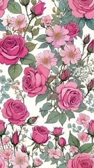 Behang pattern with roses, bouquet of roses © CreativeVirginia